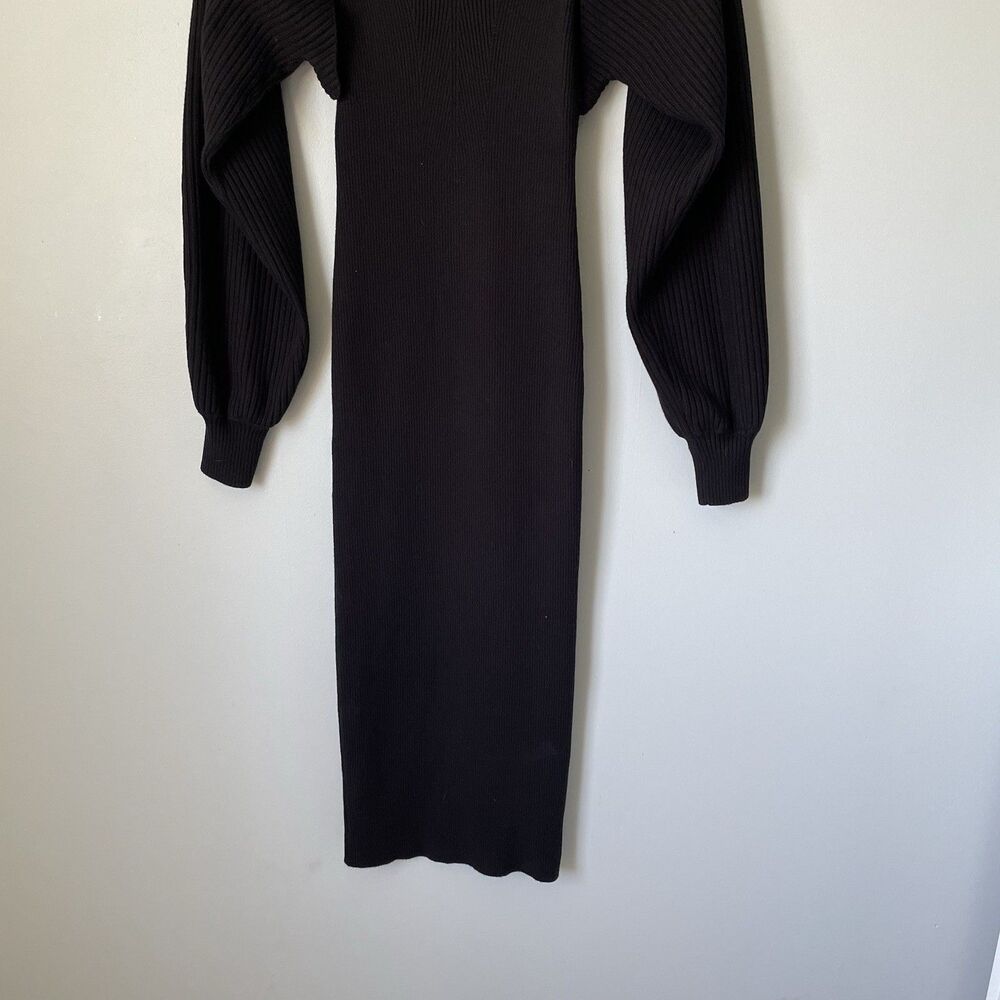 ASTR The Label Jodie Cutout Long Sleeve Knit Sweater Dress Ribbed Black Size Med - Picture 13 of 16